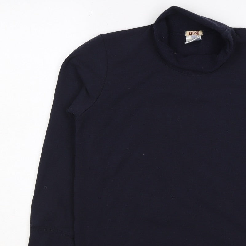 Kicot Women’s Navy Blue M High Neck Pullover Sweatshirt Cotton