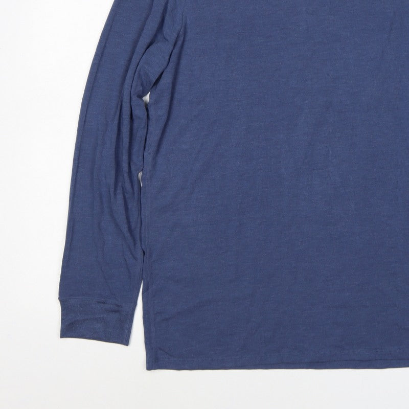 Marks and Spencer Mens Blue L Thermal Long Sleeve Crew T-Shirt