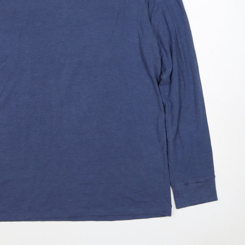 Marks and Spencer Mens Blue L Thermal Long Sleeve Crew T-Shirt
