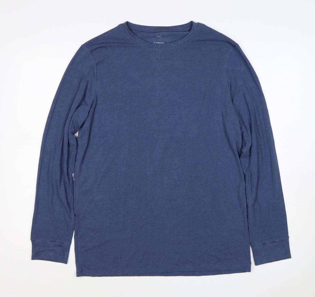 Marks and Spencer Mens Blue L Thermal Long Sleeve Crew T-Shirt