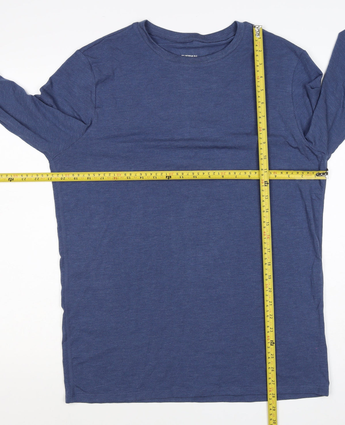 Marks and Spencer Mens Blue L Thermal Long Sleeve Crew T-Shirt