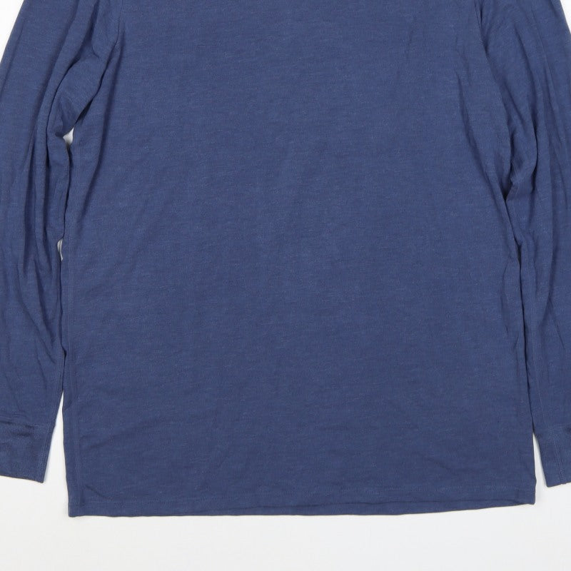 Marks and Spencer Mens Blue L Thermal Long Sleeve Crew T-Shirt