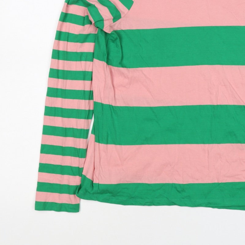 Boden Women's Multicoloured UK 12 Striped Long Sleeve Basic Jersey T-Shirt