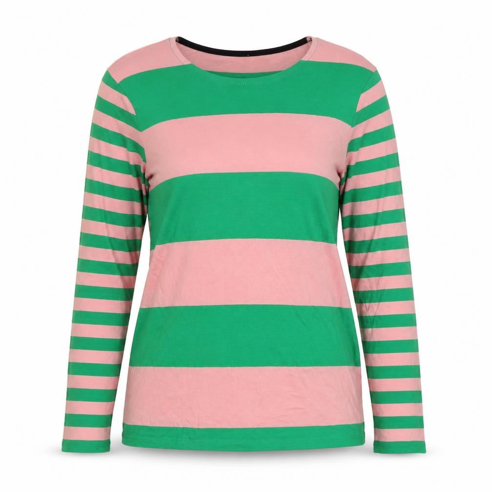 Boden Women's Multicoloured UK 12 Striped Long Sleeve Basic Jersey T-Shirt
