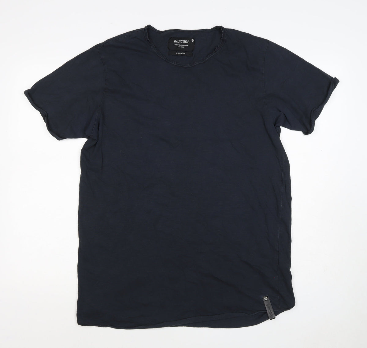 Indicode Men’s Blue 2XL V-Neck Short Sleeve Cotton T-Shirt