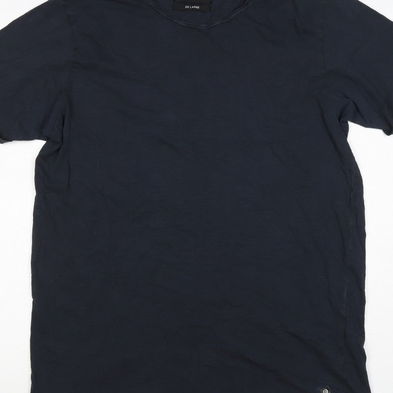 Indicode Men’s Blue 2XL V-Neck Short Sleeve Cotton T-Shirt