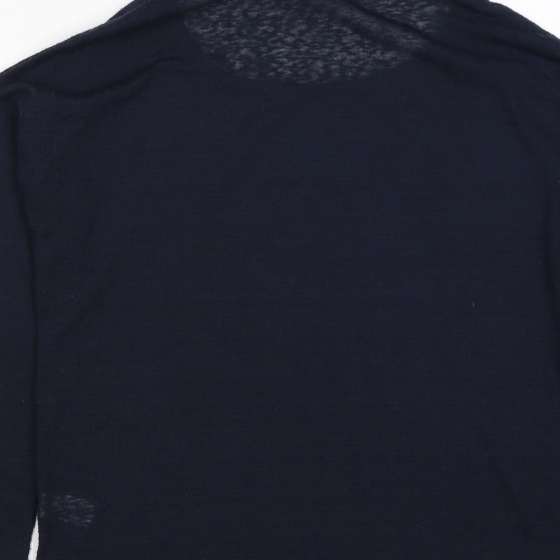 Next Women Blue UK 10 Long Sleeve Lace Hem Jersey T-Shirt Top