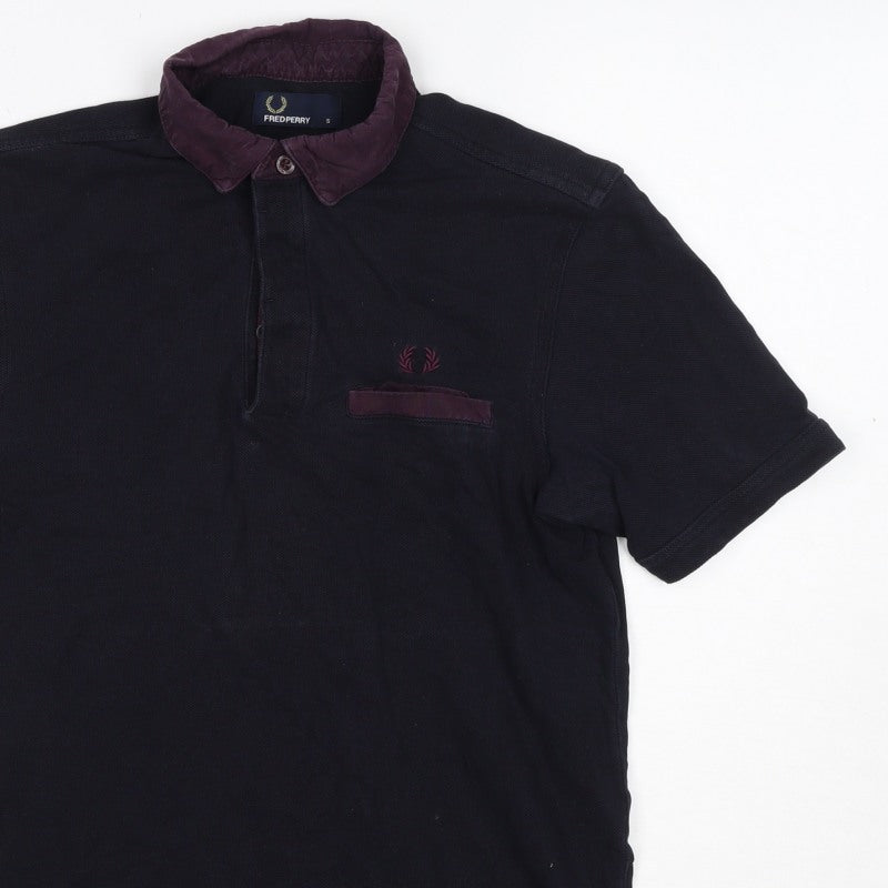 Fred Perry Men’s Black S Cotton Contrast Collar Short Sleeve Polo Shirt