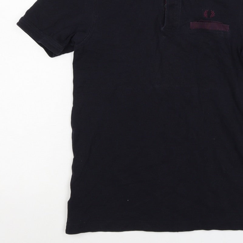 Fred Perry Men’s Black S Cotton Contrast Collar Short Sleeve Polo Shirt