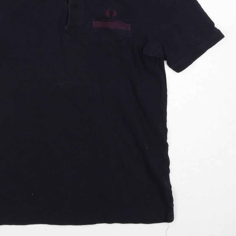 Fred Perry Men’s Black S Cotton Contrast Collar Short Sleeve Polo Shirt