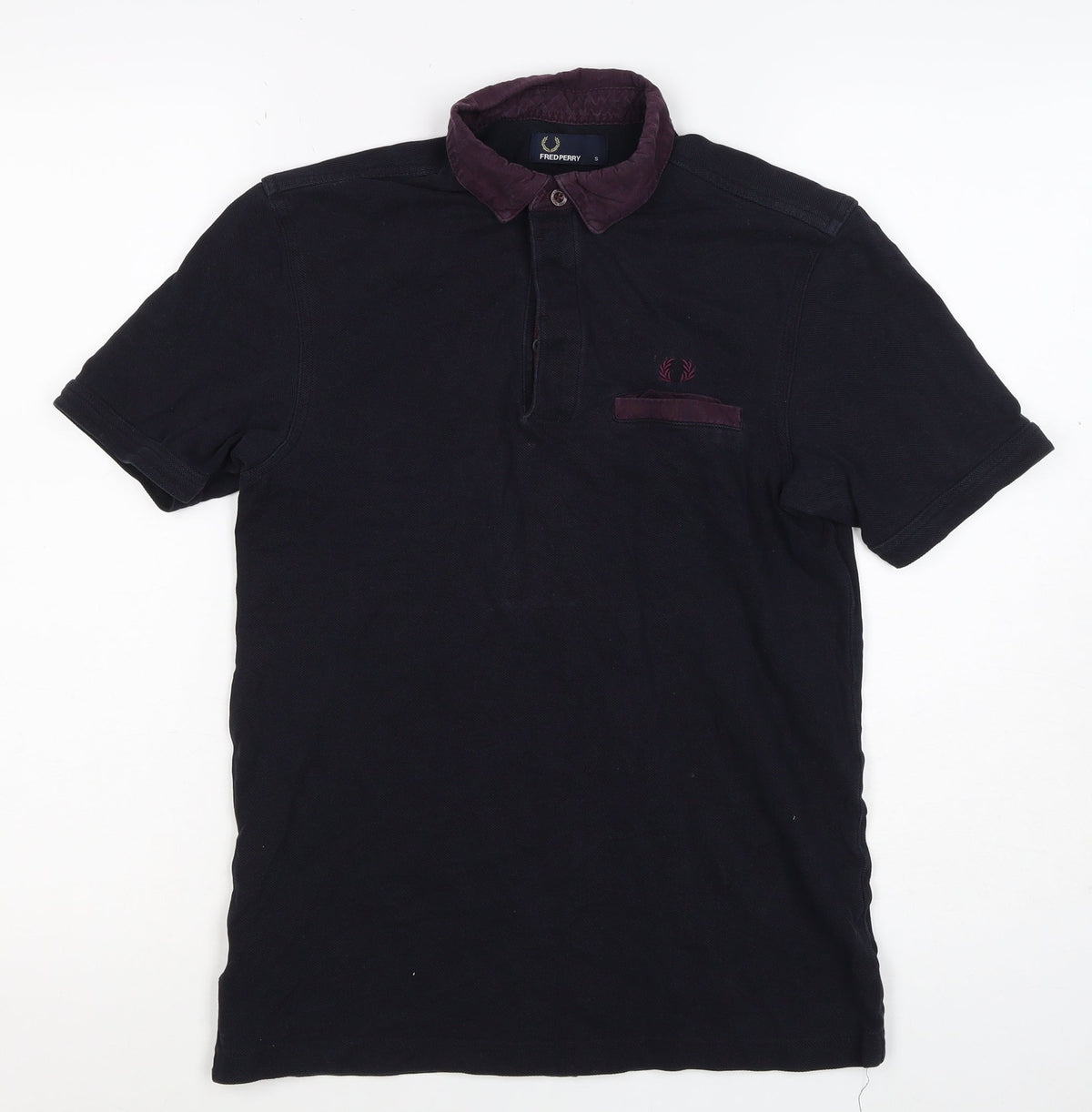 Fred Perry Men’s Black S Cotton Contrast Collar Short Sleeve Polo Shirt