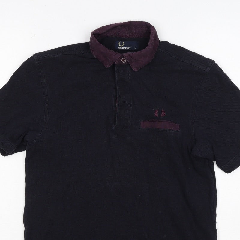 Fred Perry Men’s Black S Cotton Contrast Collar Short Sleeve Polo Shirt