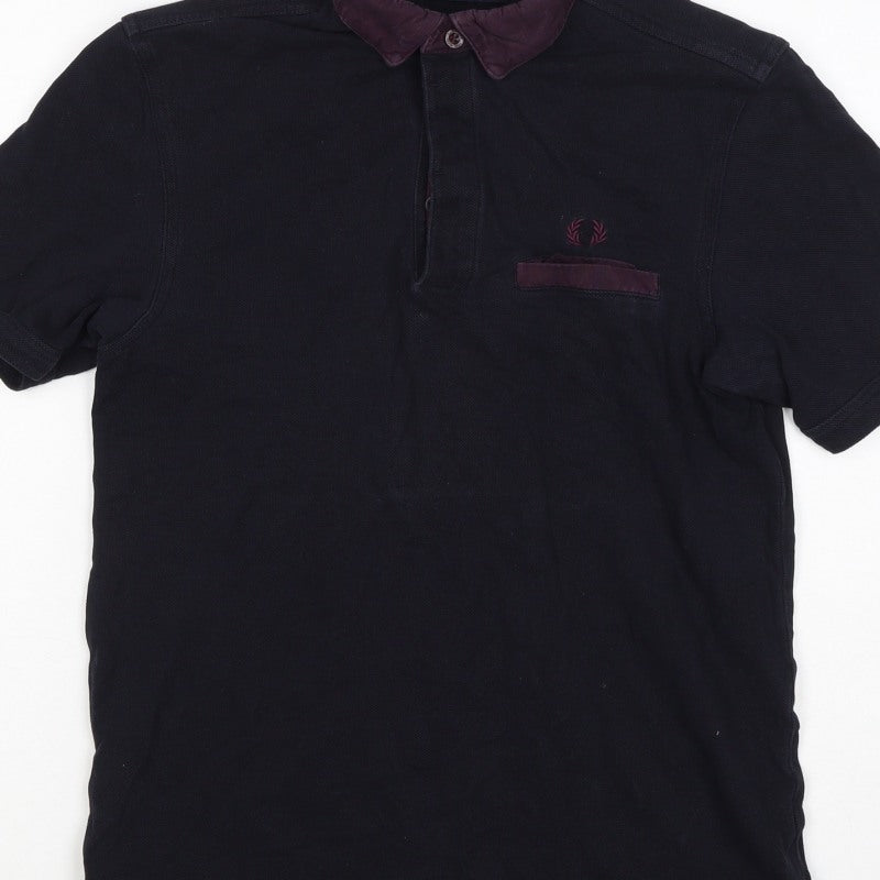 Fred Perry Men’s Black S Cotton Contrast Collar Short Sleeve Polo Shirt
