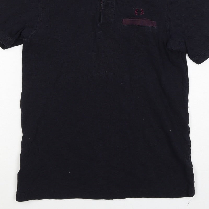 Fred Perry Men’s Black S Cotton Contrast Collar Short Sleeve Polo Shirt
