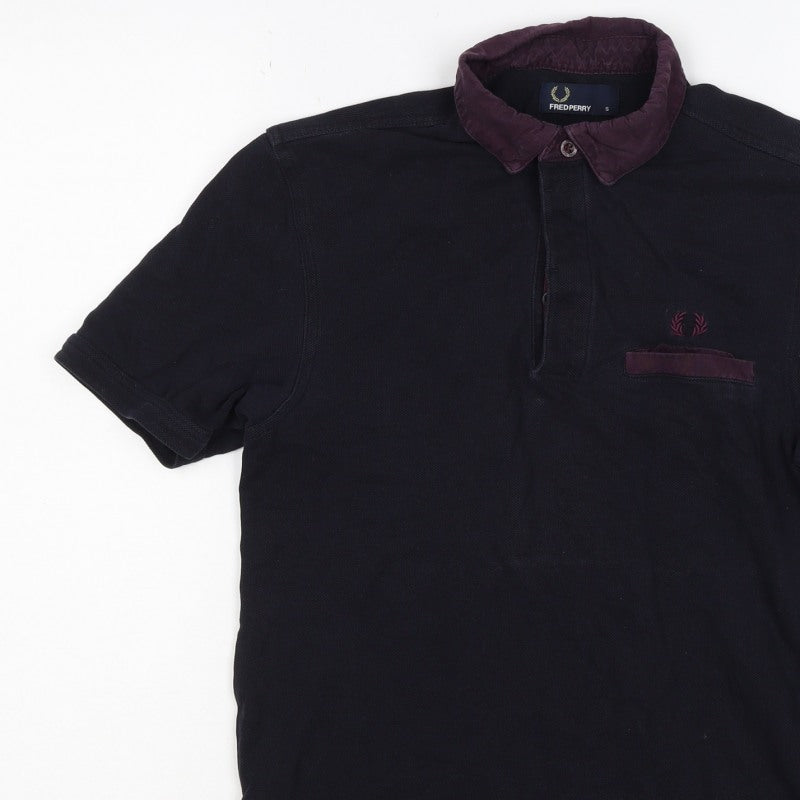 Fred Perry Men’s Black S Cotton Contrast Collar Short Sleeve Polo Shirt