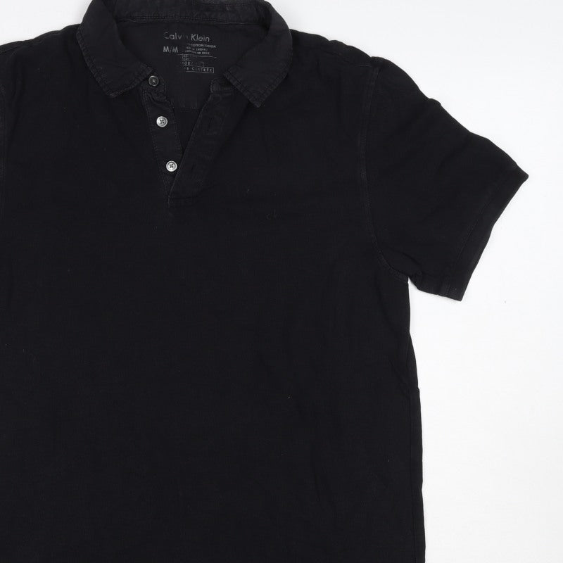 Calvin Klein Men’s Black M Short Sleeve Cotton Stretch Polo Shirt