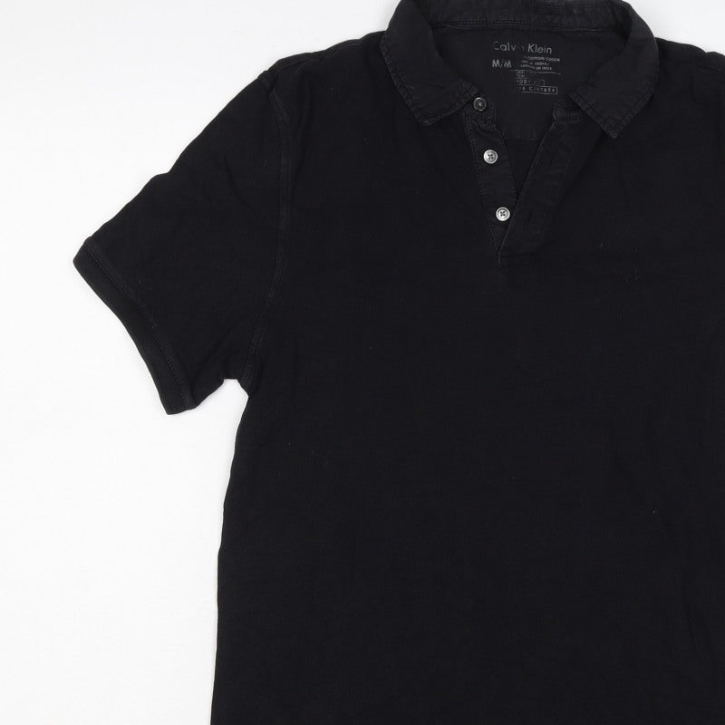 Calvin Klein Men’s Black M Short Sleeve Cotton Stretch Polo Shirt