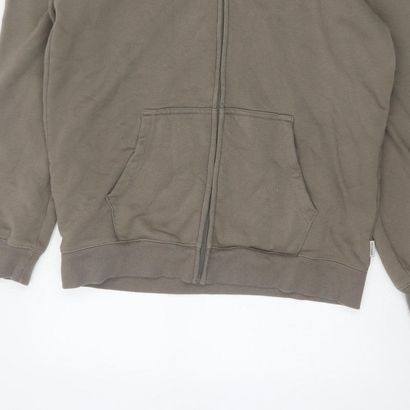 Easy Men's Brown L Full Zip Hooded Fleece Hoodie Pockets