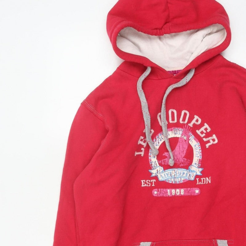 Lee Cooper Teens Red Size 16 Pullover Hoodie Graphic Print Cotton Blend