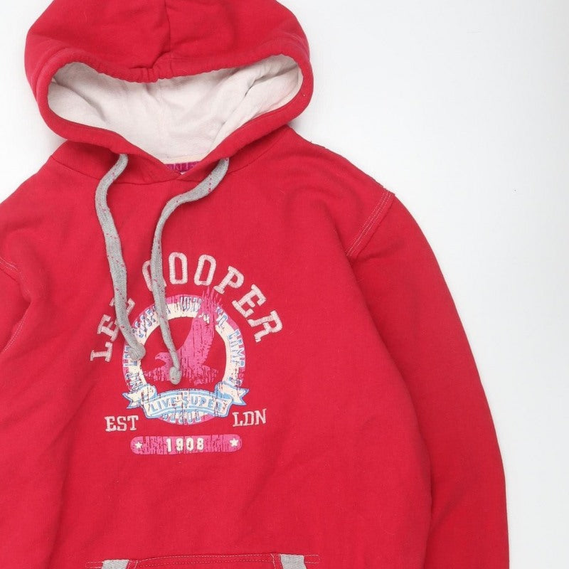 Lee Cooper Teens Red Size 16 Pullover Hoodie Graphic Print Cotton Blend