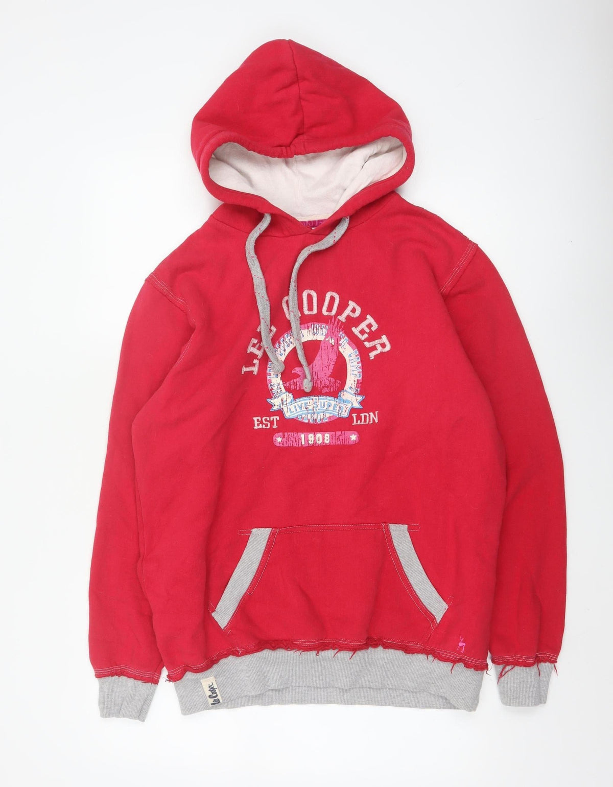 Lee Cooper Teens Red Size 16 Pullover Hoodie Graphic Print Cotton Blend