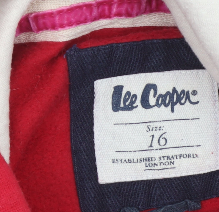 Lee Cooper Teens Red Size 16 Pullover Hoodie Graphic Print Cotton Blend