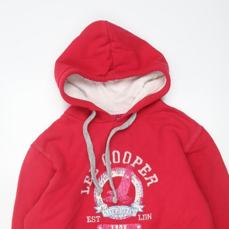 Lee Cooper Teens Red Size 16 Pullover Hoodie Graphic Print Cotton Blend