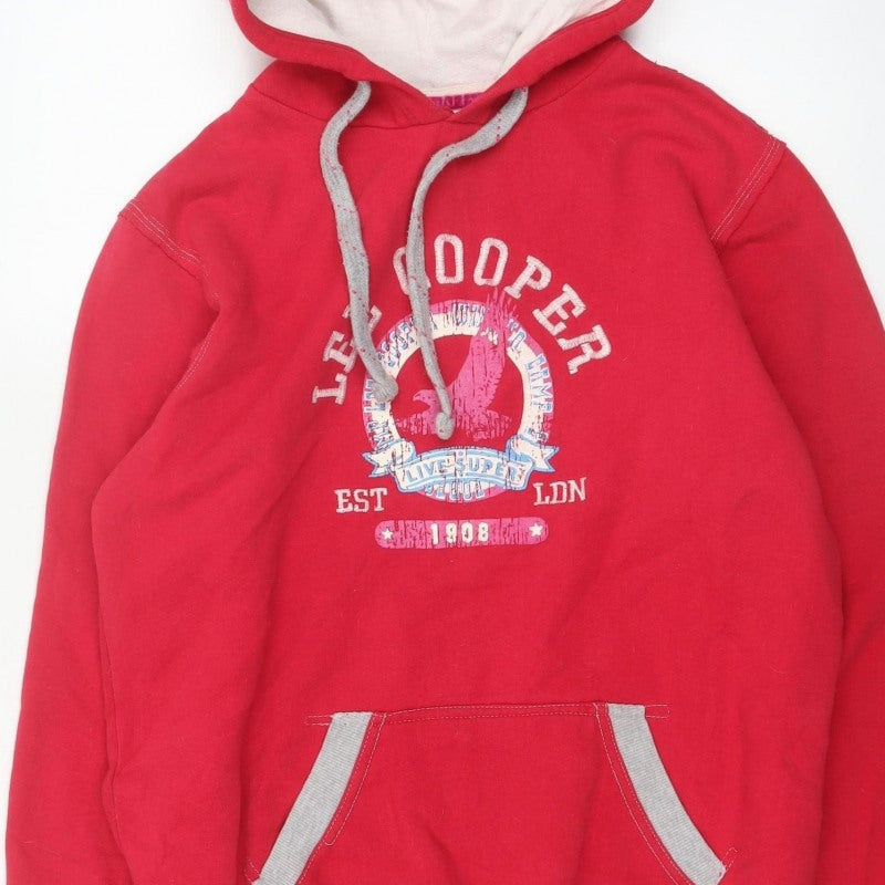 Lee Cooper Teens Red Size 16 Pullover Hoodie Graphic Print Cotton Blend
