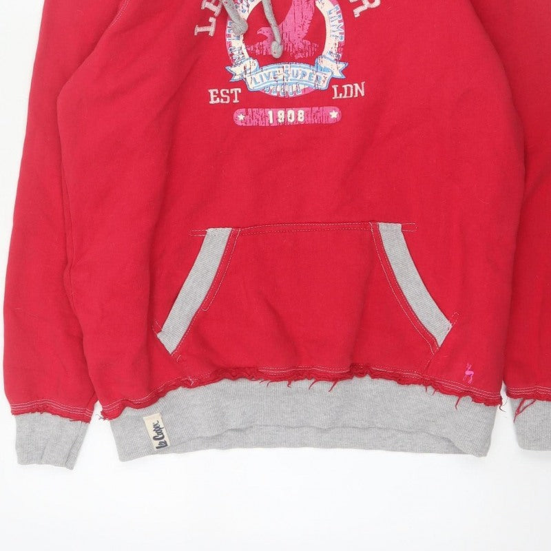 Lee Cooper Teens Red Size 16 Pullover Hoodie Graphic Print Cotton Blend
