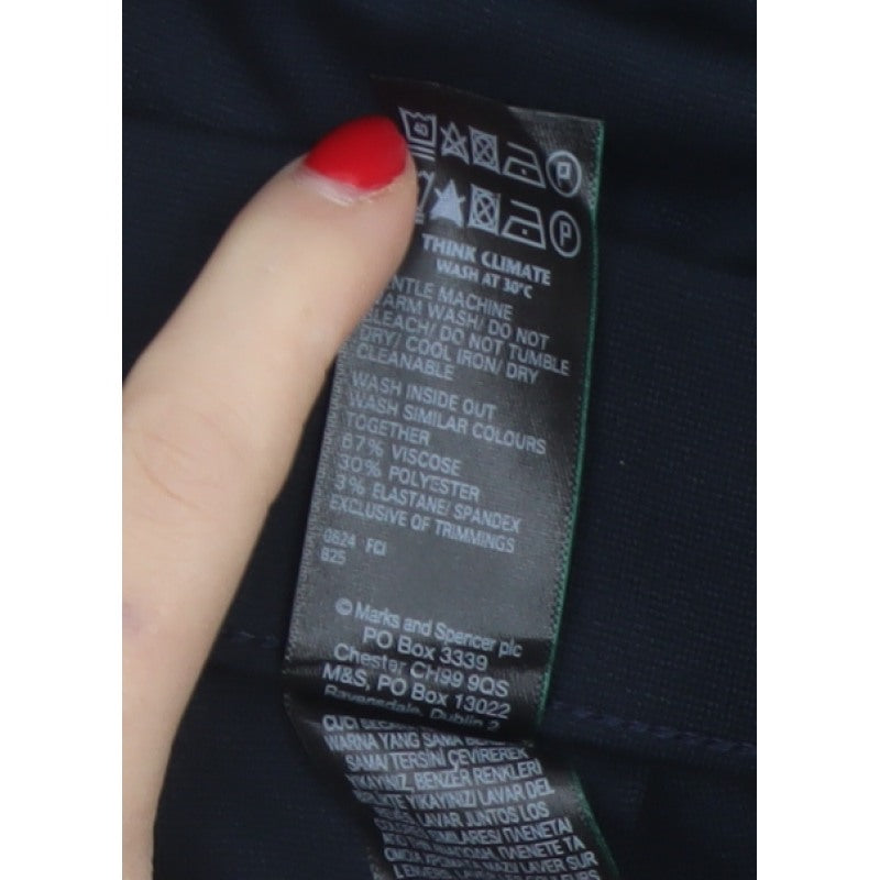 Marks and Spencer Women’s Navy Blue UK 10 Wide-Leg Stretch Trousers