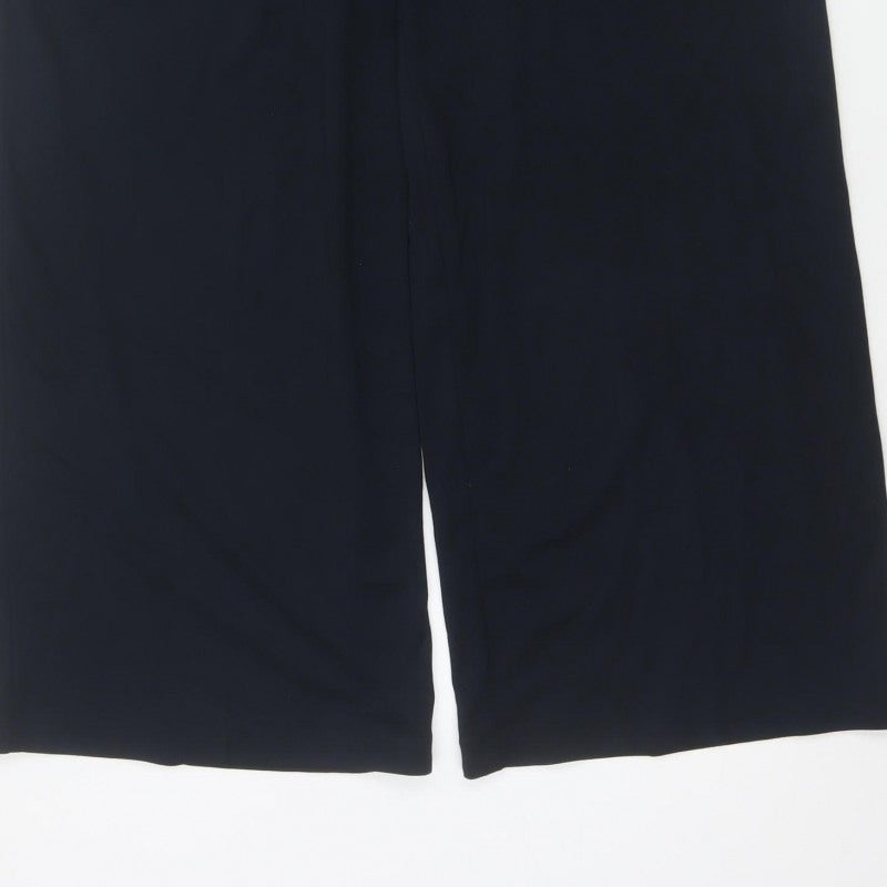Marks and Spencer Women’s Navy Blue UK 10 Wide-Leg Stretch Trousers