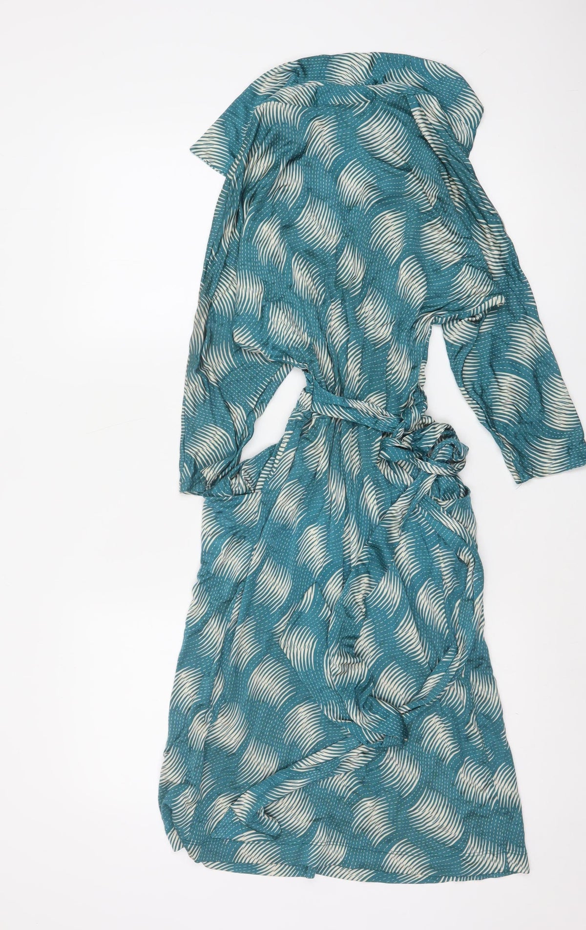 Ghost London Women’s Blue XS Stripe V-Neck Long Sleeve Wrap Dress