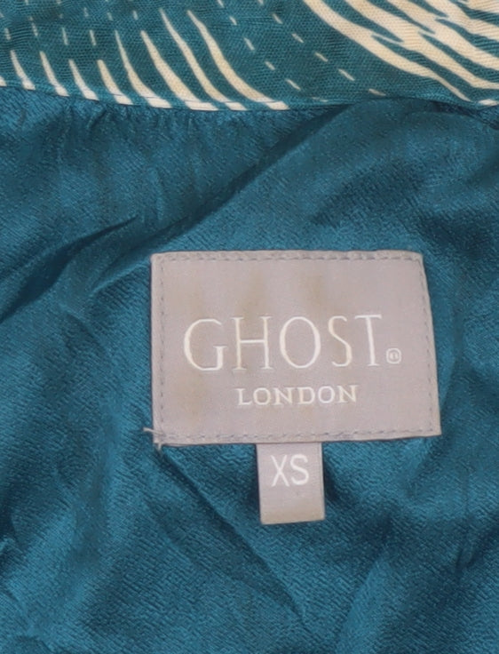 Ghost London Women’s Blue XS Stripe V-Neck Long Sleeve Wrap Dress