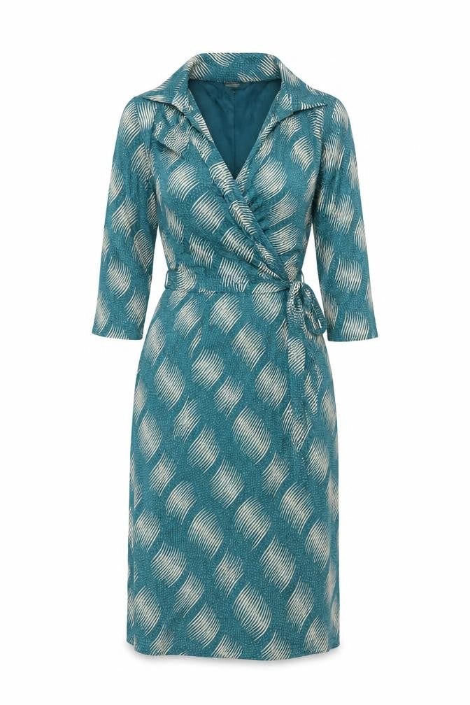 Ghost London Women’s Blue XS Stripe V-Neck Long Sleeve Wrap Dress