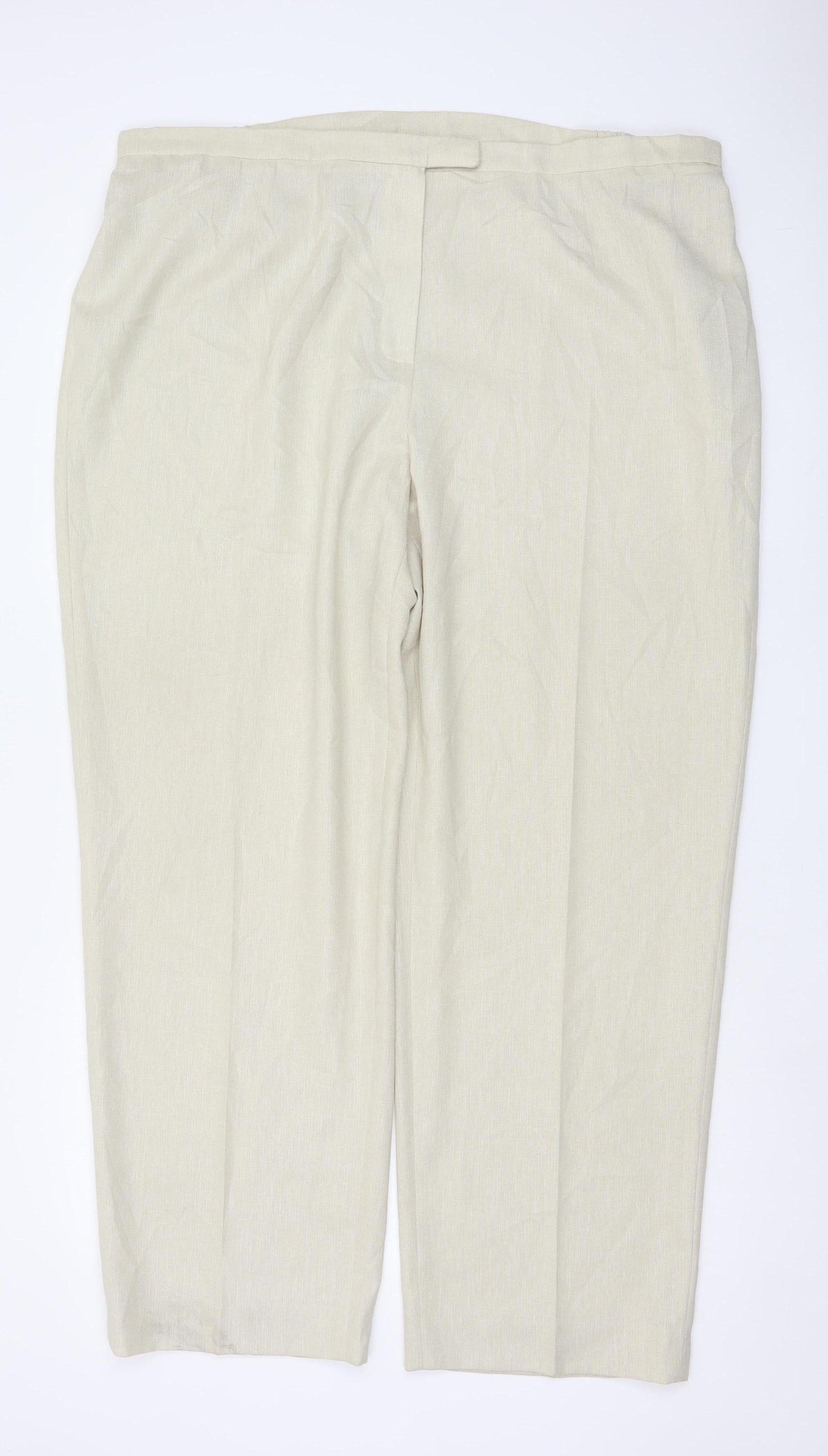 Ann Harvey Women Ivory Size 22 Tapered Lightweight Trousers