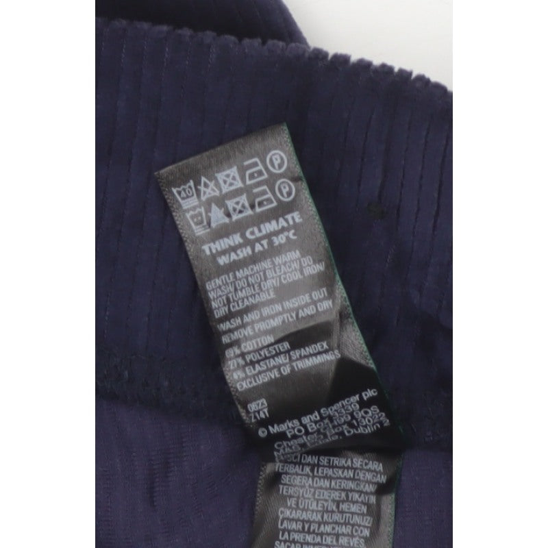 Marks and Spencer Women Blue UK 10 Short Corduroy Skinny Leggings