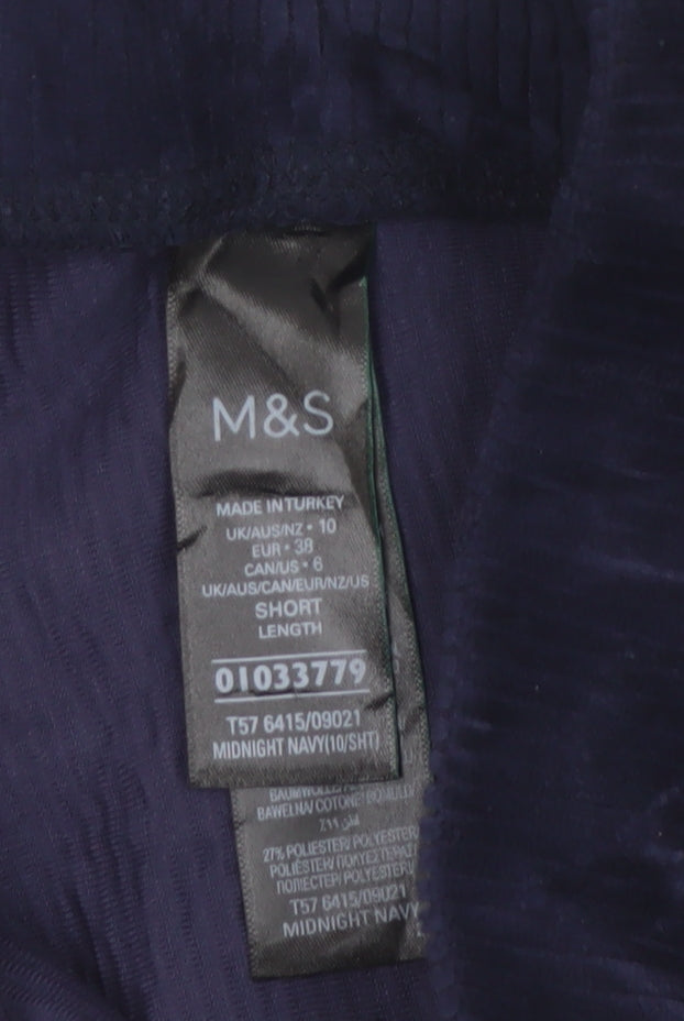 Marks and Spencer Women Blue UK 10 Short Corduroy Skinny Leggings
