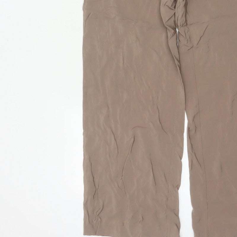 Weekday Women Beige M Wide-Leg Pull-On Viscose Trousers