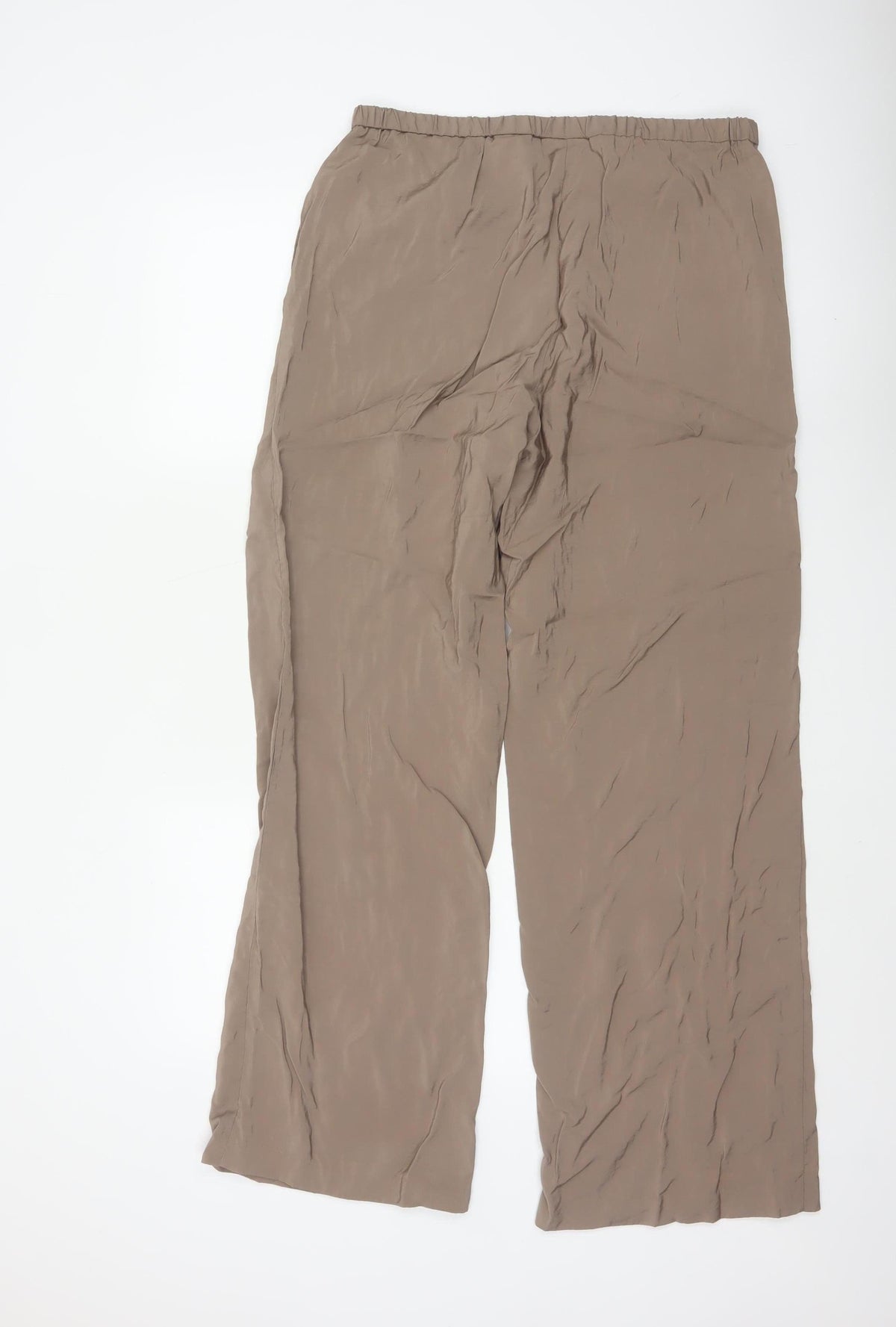 Weekday Women Beige M Wide-Leg Pull-On Viscose Trousers