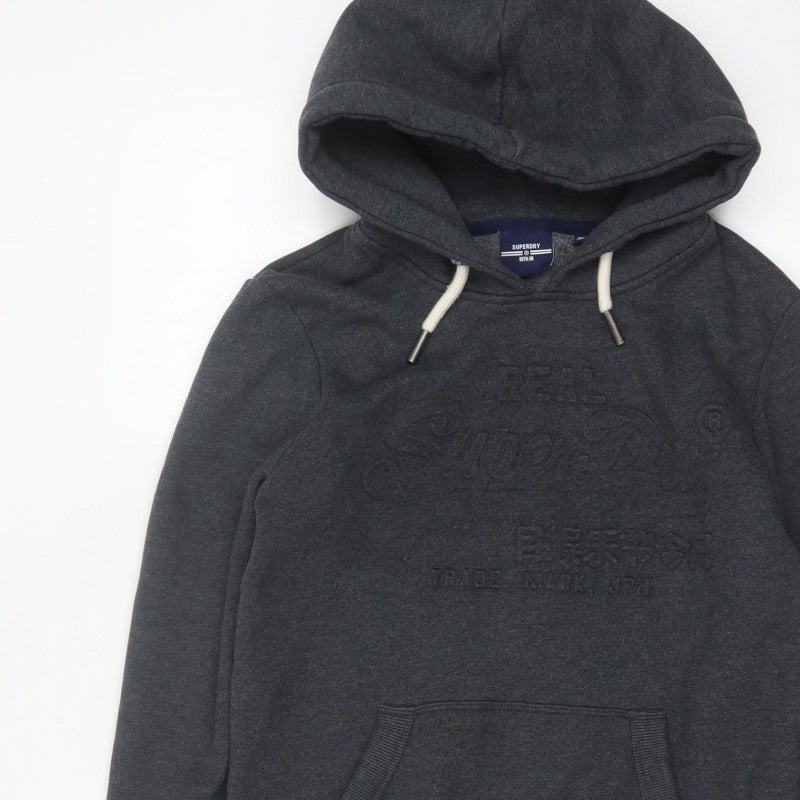 Superdry Women’s Grey UK 10 Pullover Hoodie Logo Kangaroo Pocket