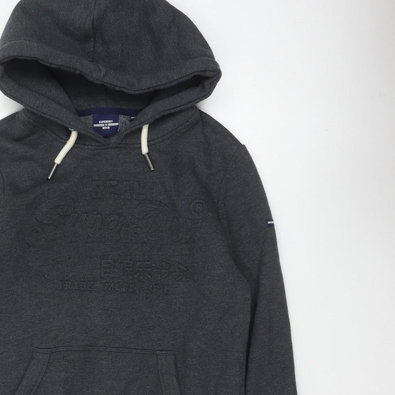 Superdry Women’s Grey UK 10 Pullover Hoodie Logo Kangaroo Pocket