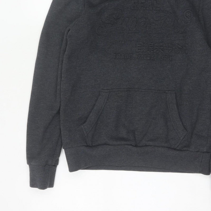 Superdry Women’s Grey UK 10 Pullover Hoodie Logo Kangaroo Pocket