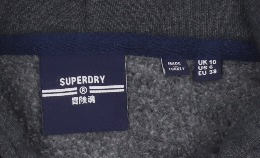Superdry Women’s Grey UK 10 Pullover Hoodie Logo Kangaroo Pocket