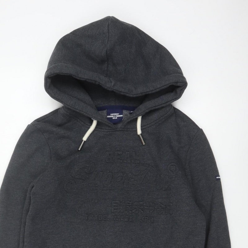 Superdry Women’s Grey UK 10 Pullover Hoodie Logo Kangaroo Pocket