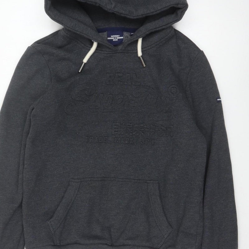 Superdry Women’s Grey UK 10 Pullover Hoodie Logo Kangaroo Pocket