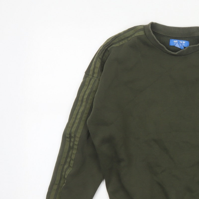 Adidas Originals Women’s Green XS Pullover Sweatshirt Trefoil 3 Stripe