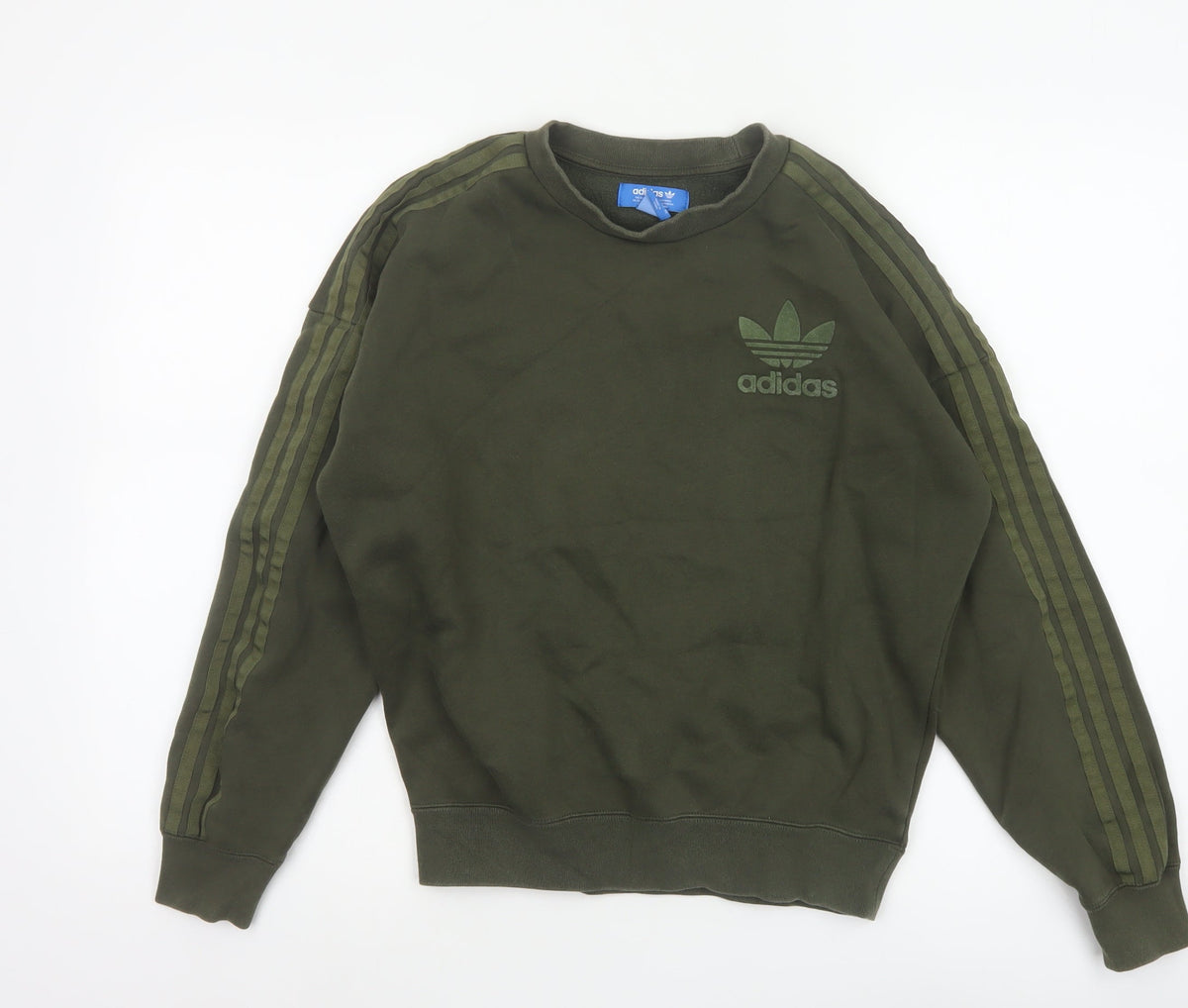 Adidas Originals Women’s Green XS Pullover Sweatshirt Trefoil 3 Stripe