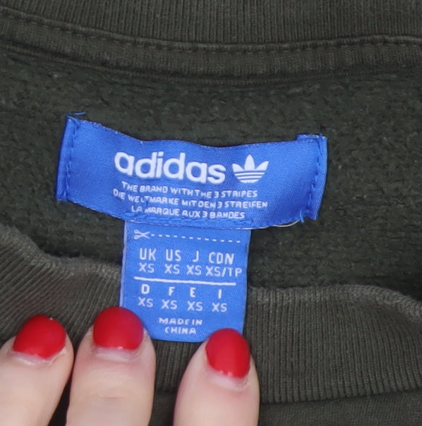 Adidas Originals Women’s Green XS Pullover Sweatshirt Trefoil 3 Stripe