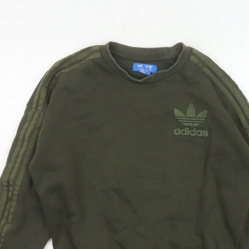Adidas Originals Women’s Green XS Pullover Sweatshirt Trefoil 3 Stripe