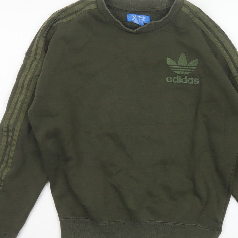 Adidas Originals Women’s Green XS Pullover Sweatshirt Trefoil 3 Stripe